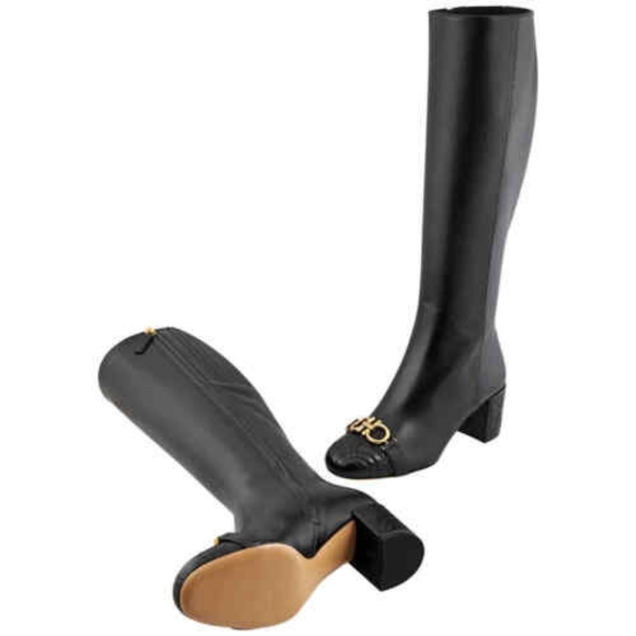 SALVATORE FERRAGAMO BLACK LILLA QT SIZE 9.5C - Picture 1 of 6